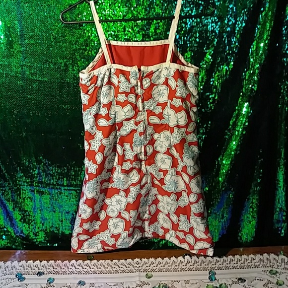 Little girls reversible Hawaiian print red dress - Picture 5 of 5